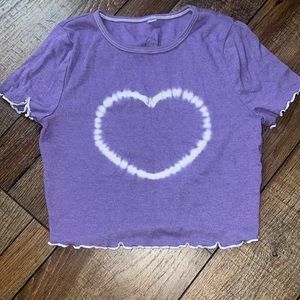 Purple baby tee, tie-dye heart in the middle!